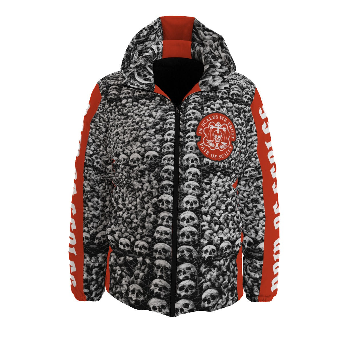 Skull Yard Hooded Puffer Jacket (Red)